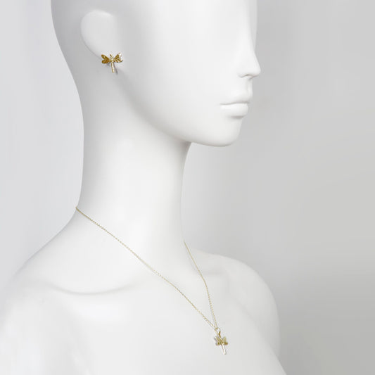 Gold Dragonfly Pendant