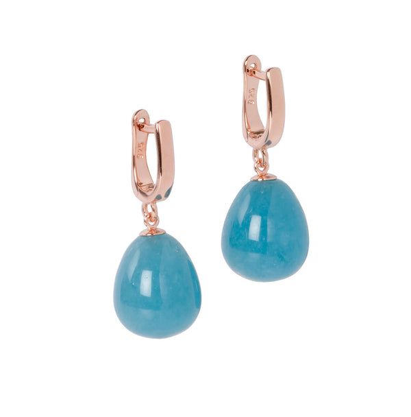 Aquamarine Earrings - Rose Gold and Silver