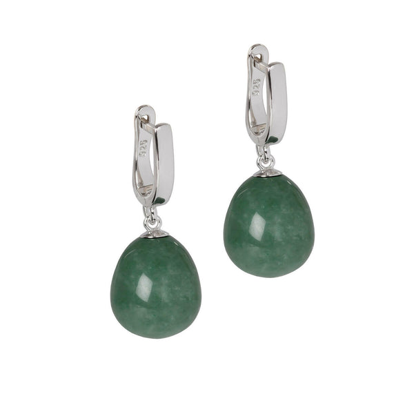 Aventurine Earrings - Rose Gold and Silver