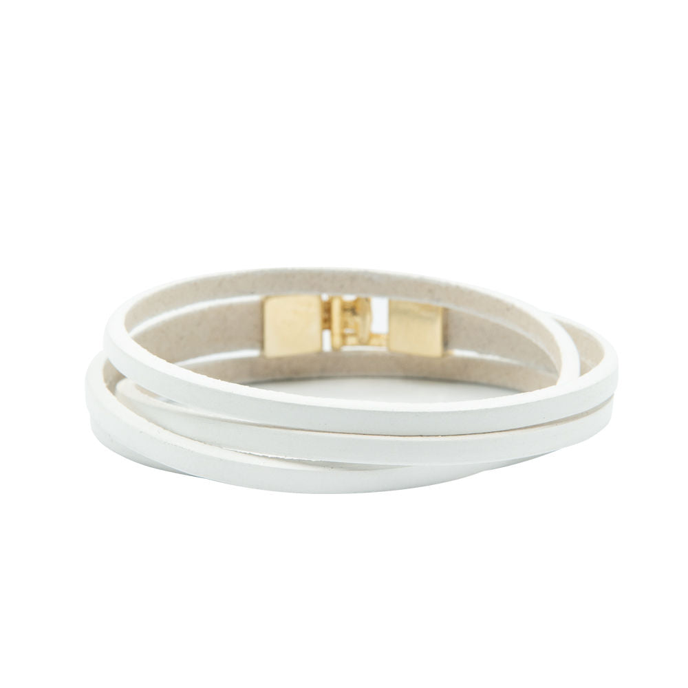 Double Wrap Slit Bracelet - Golden Hook Clasp