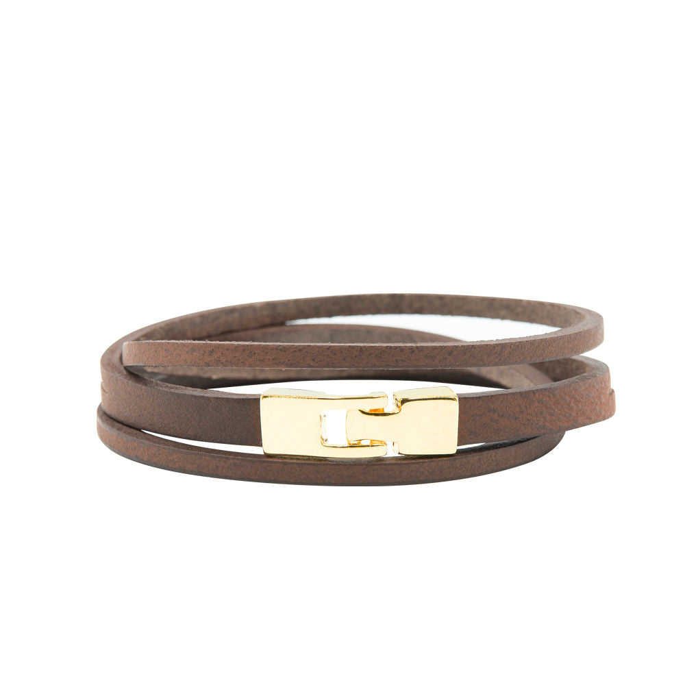 Double Wrap Slit Bracelet - Golden Hook Clasp