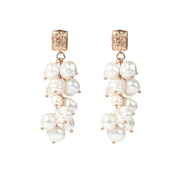 Festive Pearls Earrings - Rose Gold and Silver