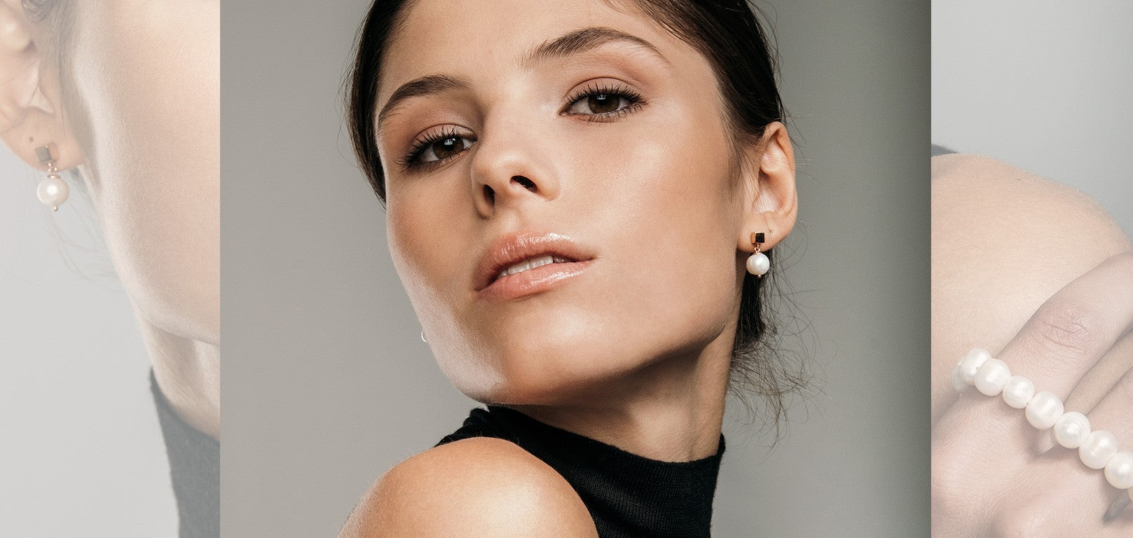Solid Pearl Drop Earrings - Rose Gold and Silver