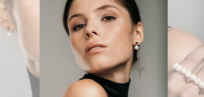 Solid Pearl Drop Earrings - Rose Gold and Silver